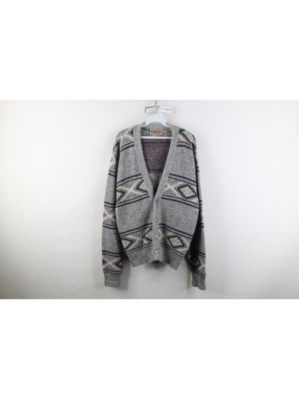 Vtg 90s Streetwear Mens Large Southwestern Fair Isle Knit Cardigan Sweater USA
